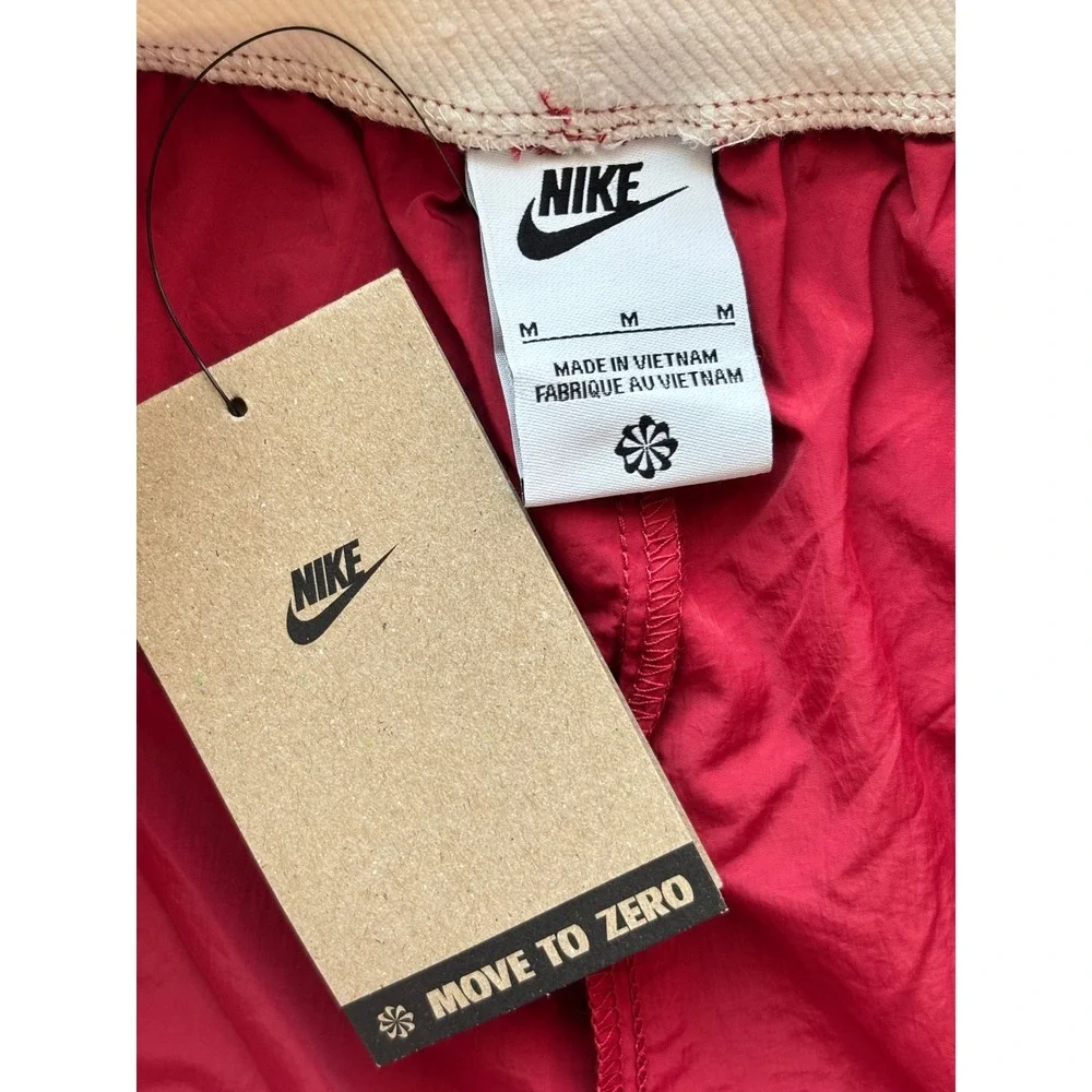 Nike Track Pants Women Medium Red High Rise Loose Fit Side Stripe Sportswear Y2K